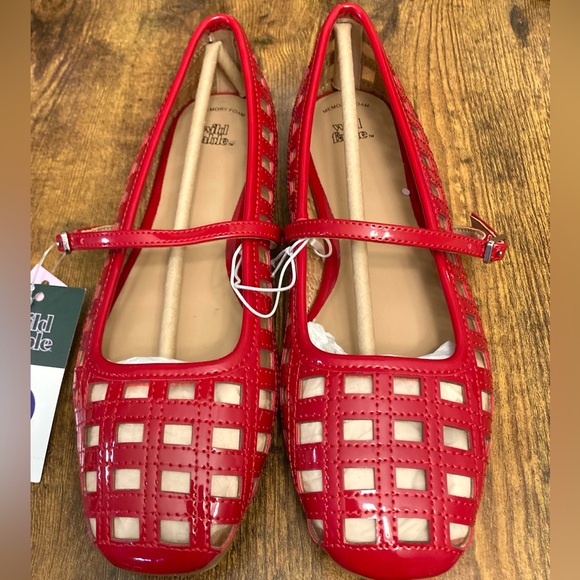 Women's Lorelei Woven Mary Jane Flats with Memory Foam Insole Wild Fable Red 6 - Picture 2 of 7
